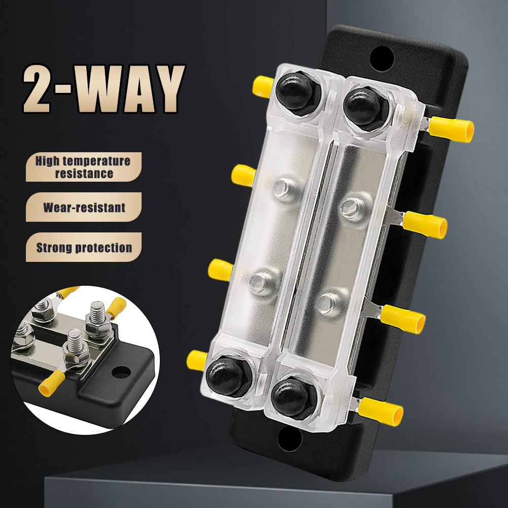 

Dual Row 8 Terminals 150A Bus Bar 2*M4 Studs 6*M4 Screws Power Distribution Block with Ring Terminals Dust Cover for Car Boat