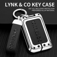 car key holder cover case leather for lynk co 03 03 01 02 hatchback 06 09 05 type auto aluminum alloy accessories
