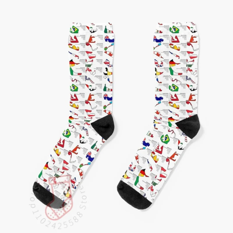 Formula 1 Circuits Grand Prix 2018 Socks High Socks Woman Funny Socks For Men  Gift For Men