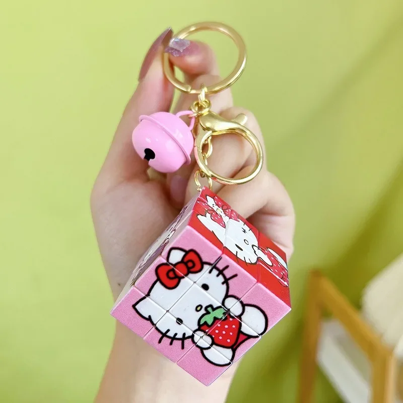 

Sanrio Kuromi Hello Kitty Cube Pendant Keychain Wholesale Portable Mini Rubik's Cube Puzzle Toy Pendant School Bag Pendant