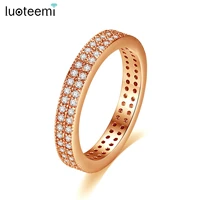 luoteemi gold color silver color lover crystal finger rings for men women wedding band custom engrave charm gift wedding rings