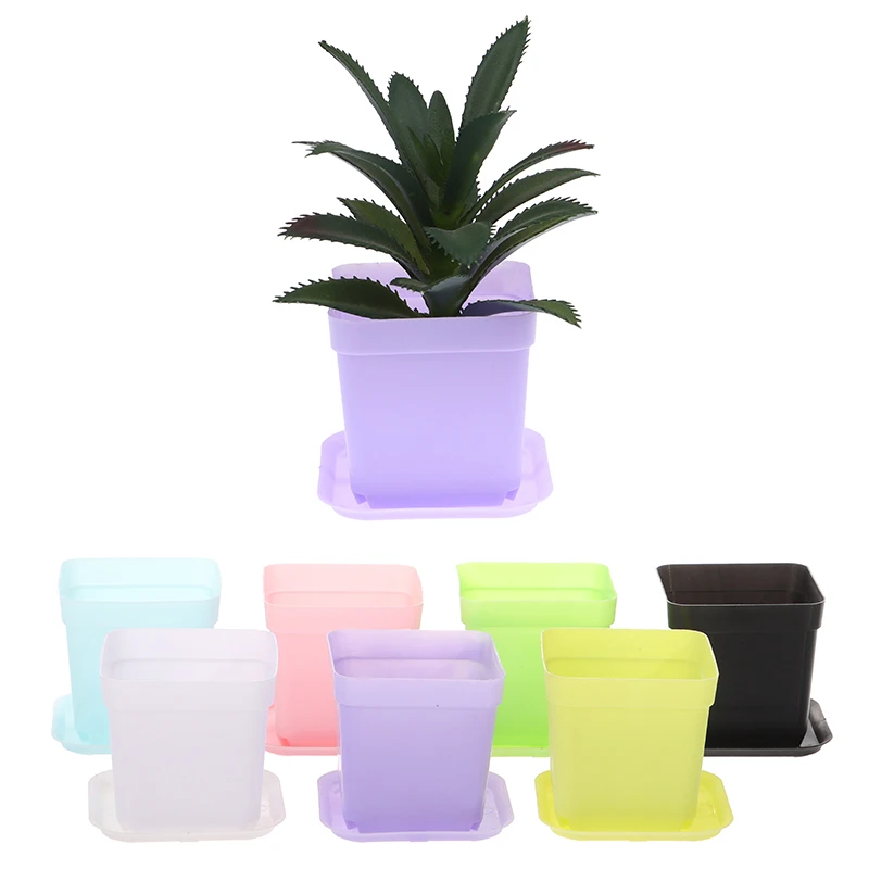 

10Set Succulent Small Square Flowerpot Multicolor Succulent Flowerpot Ultra-Small Seedling Square Plastic Cute Flowerpot