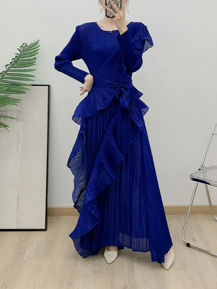 Элегантное Плиссированное вечернее платье EGRM женские Асимметричные Длинные