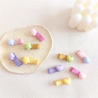 5pcs mini ribbon covered hair clips for baby girls colorful flower heart dot ribbon boutique barrettes kids hair accessories