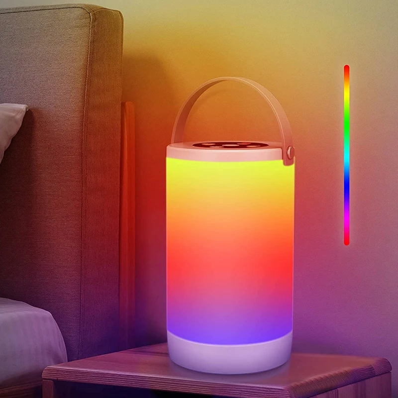 

HOT SALE Portable Table Lamp ,Rechargeable Press Sensor Bedside Lamp With RGB Color Changing Mode & Dimmable Warm White Light