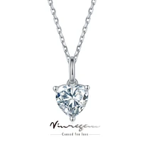 vinregem 925 sterling silver 18k white gold heart cut 1ct moissanite pass test diamond necklace jewelry for women gift wholesale