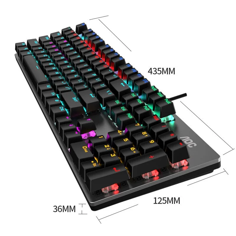 Механическая клавиатура AOC GK410 с 130B мышью, синяя, черная, переключаемая, игровая, полная клавиша, максимальный игровой опыт, пластиковая панель (art.: 3920c707e3957) - 3920c707e3957