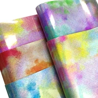 cloud iridescent mirror effect multicolored waterproof pu holographic faux leather fabric sheet for shoebagclothing 30135cm