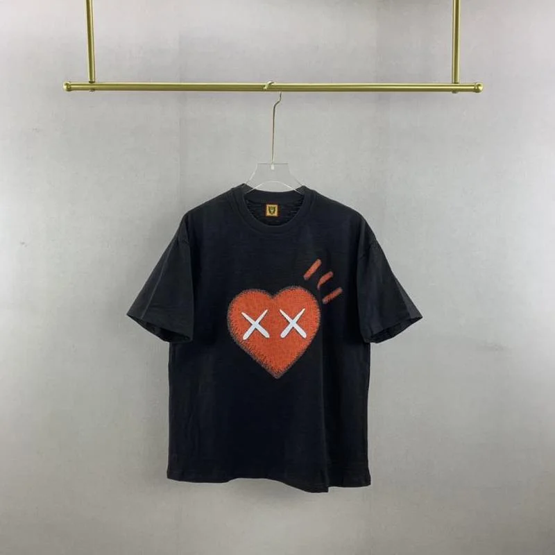 

22SS 3D Red Love Pattern HUMAN MADE T Shirt Men Women EU Size 100% Cotton HUMAN MADE Top Tees Fashion Summer Hippie Clothes