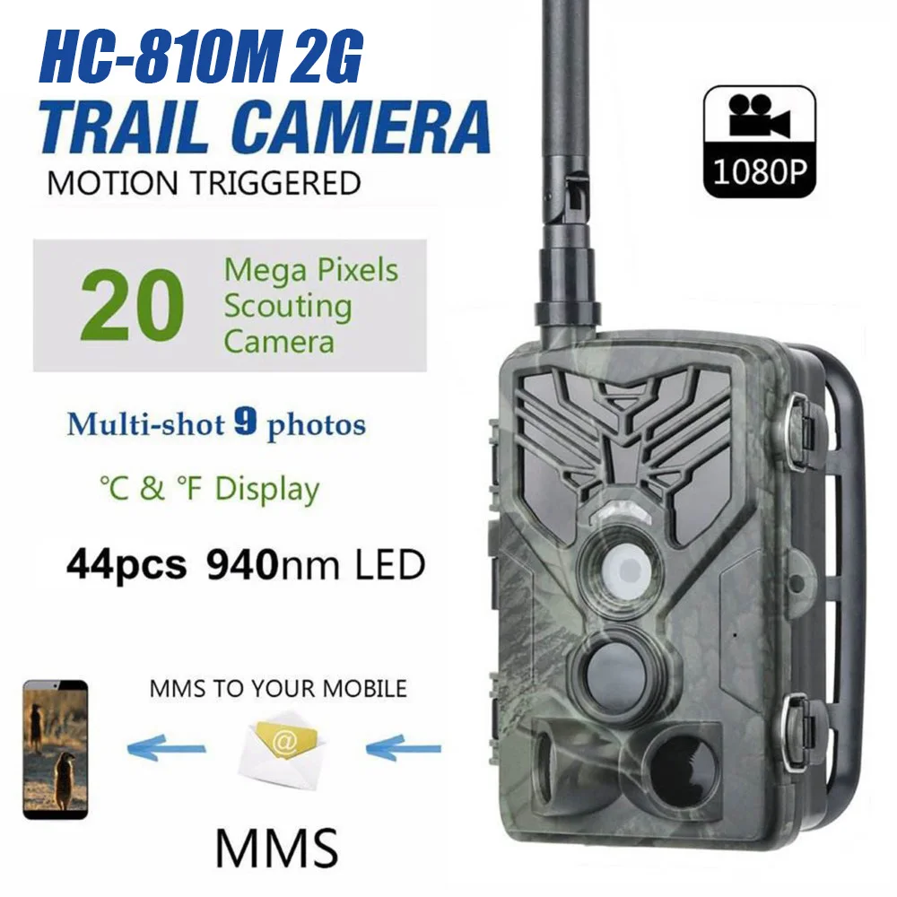 

HC-810 Hunting Camera 2G GSM MMS/SMTP/SMS 20MP 1080P Wildlife Trail Camera Infrared Night Vision Outdoor Photo Trap 0.3s Trigger