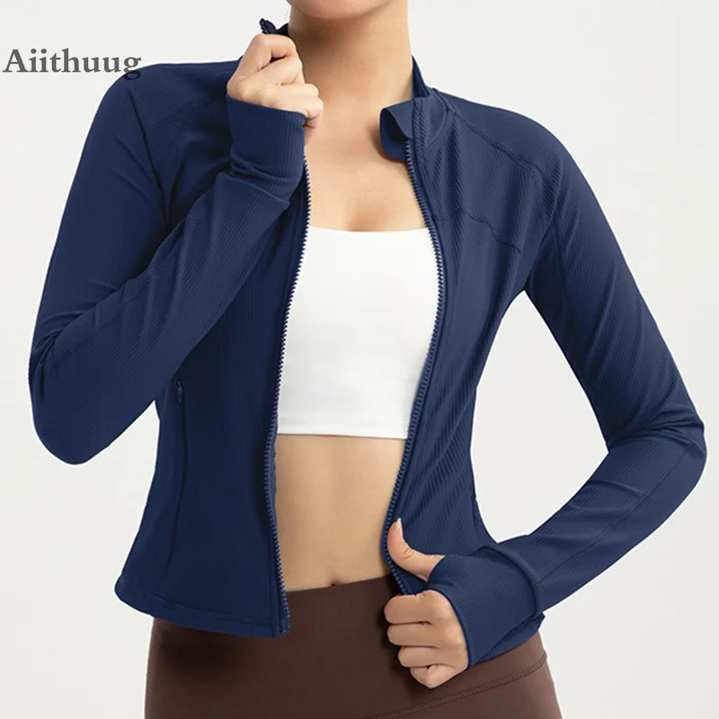 Спортивные куртки Aiithuug с открытой спиной усовершенствованная ребристая ткань