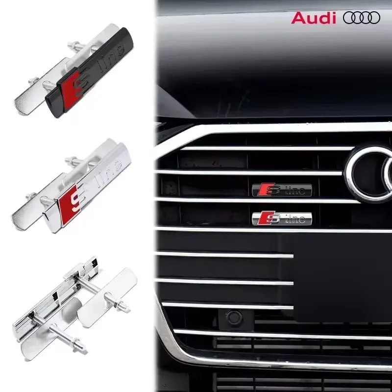 Фото 3D Металлическая эмблема SLINE для передней решетки автомобиля Audi A4 B8, A3 8P, A6 C7 8V, B9, B7, B6, C6, A5, Q5, C5, A1, Q3, C8, 8L, Q7, TT, S3, S4, S5 №1