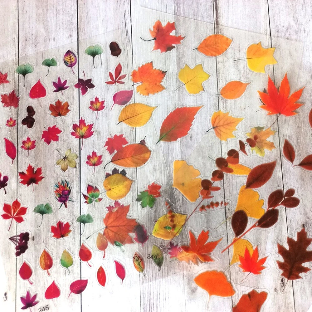 

3 Sheets of Transparent Leaf Stickers, Autumn Leaves Sticker for Scrapbook, Journal, Planner DIY Craft Decoration