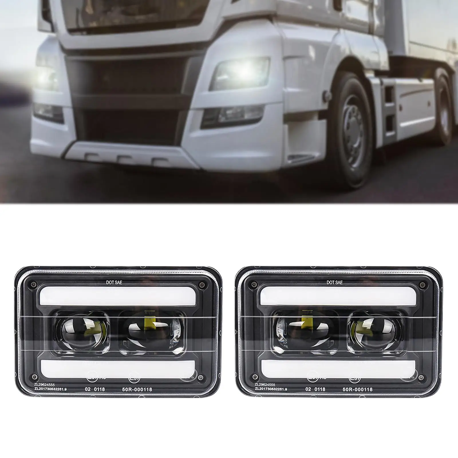 

2x Car Square LED Headlights Exterior Fit for Trucks Off-Road Vehicle Parts