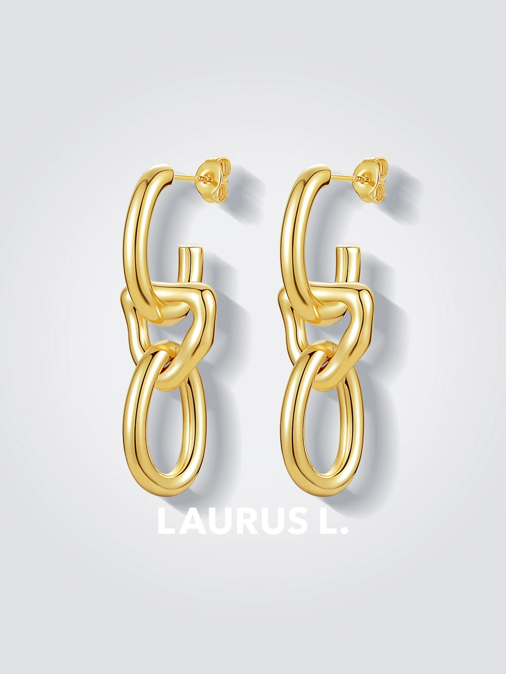 

Irregular Chunky Link Long Drop Earrings for Women Everyday Wear Gold-Tone Ear Drop Brass Metal Trendy Dangle Earring EY23027