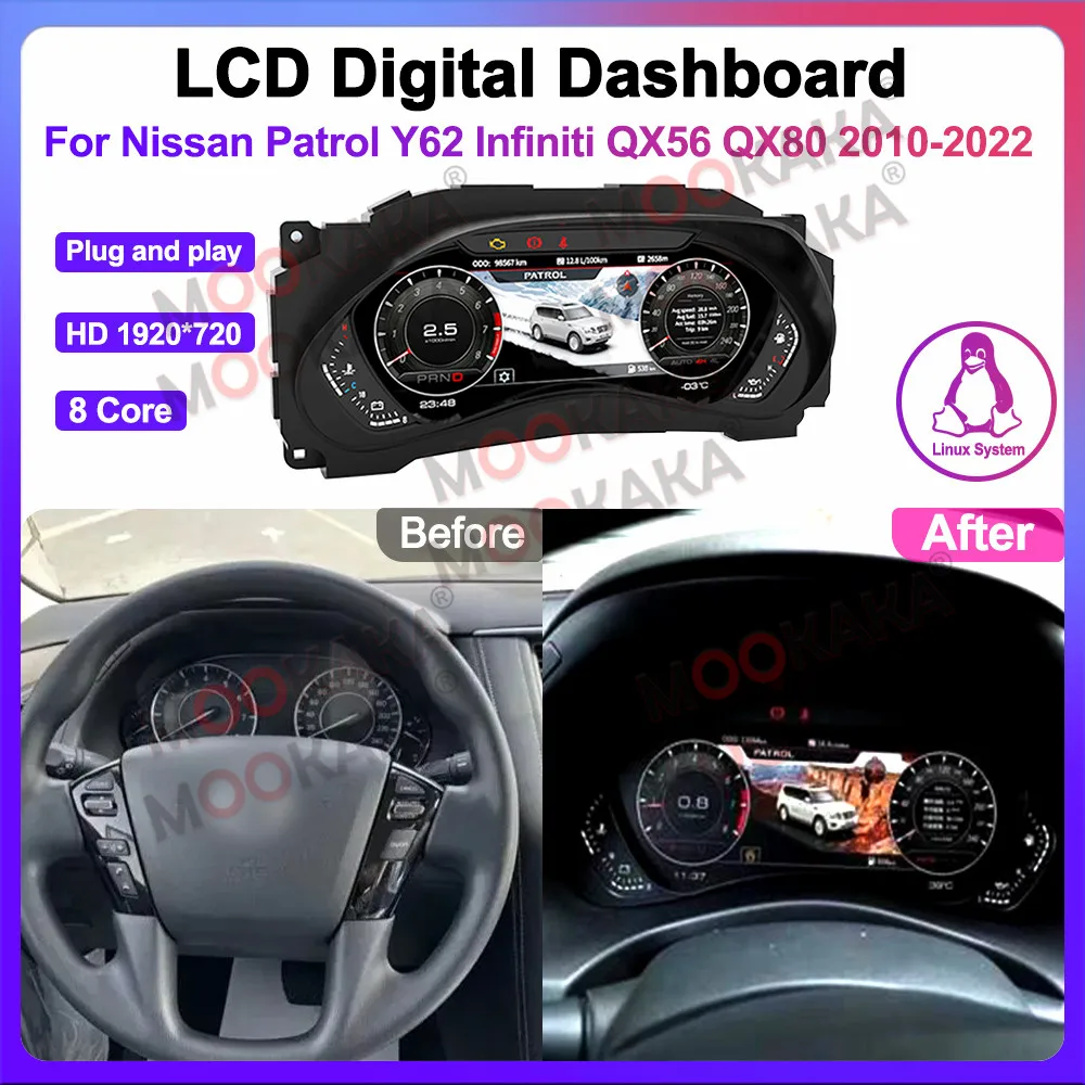 2 Din Android 11.0 8+128G Car GPS Navigation For Nissan Patrol Y62 Infiniti QX56 QX80 2010-2022 Multimedia Player Auto Head Unit