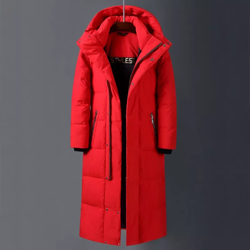 2022New X-Long White Duck Down Jacket 2019 Winter New Over The Knee Thicken Slim Fit Warm Jackets and Coats Male Brand Clothing