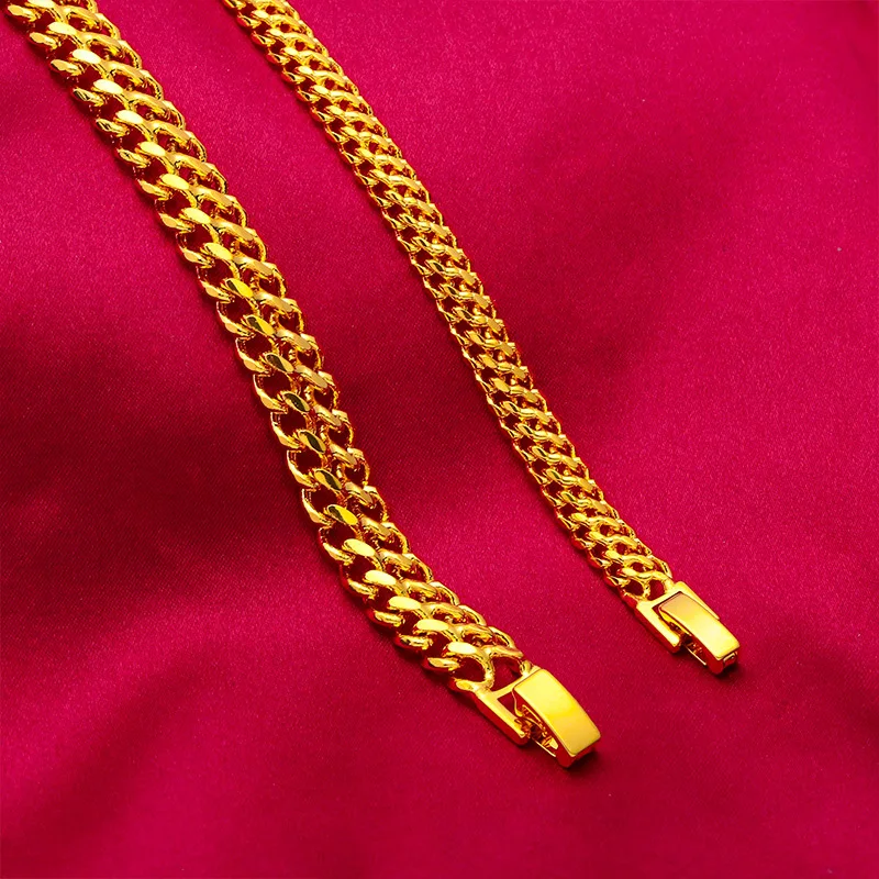 Невыцветающие часы золотого цвета с толстым покрытием браслет на цепочке для