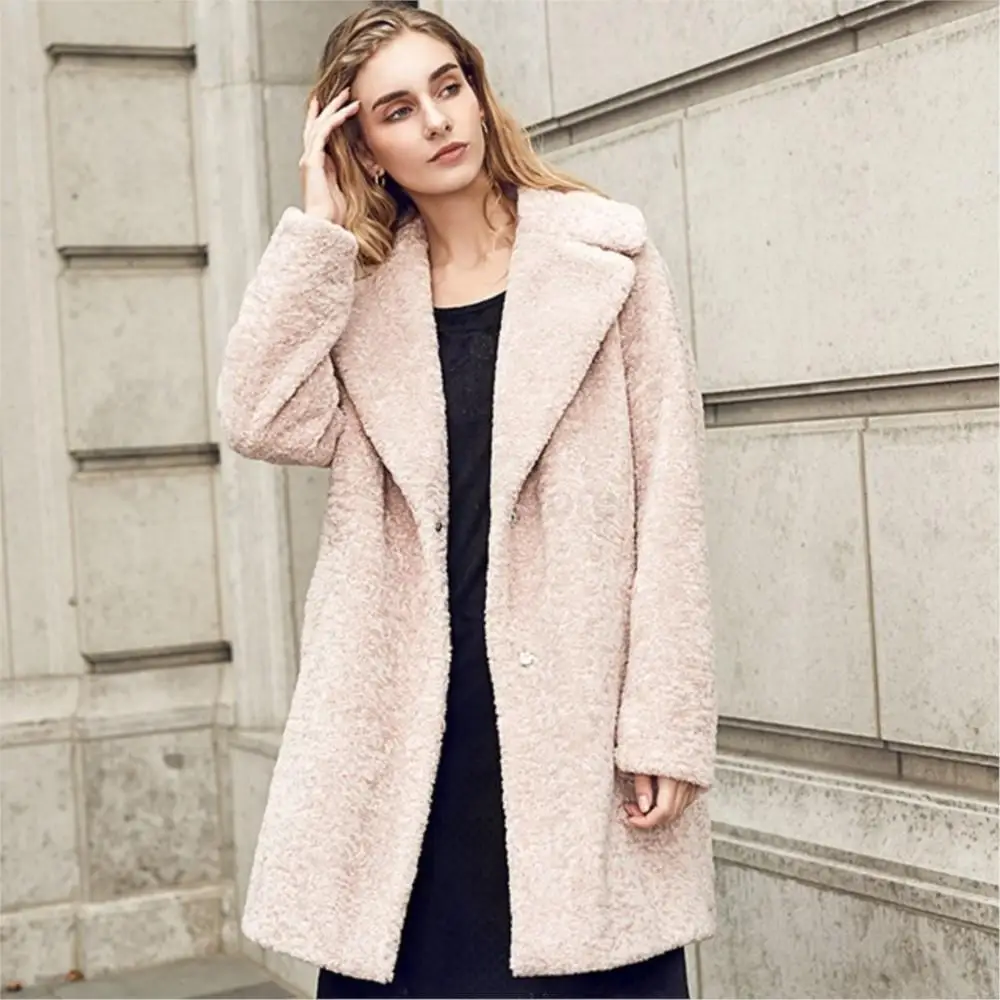 Women's Winter Real Fur Jackets 2022 Fashion Designer  Pure Color Long Teddy Real Fur Coat Simple Soft Thermal Women Fur Coat