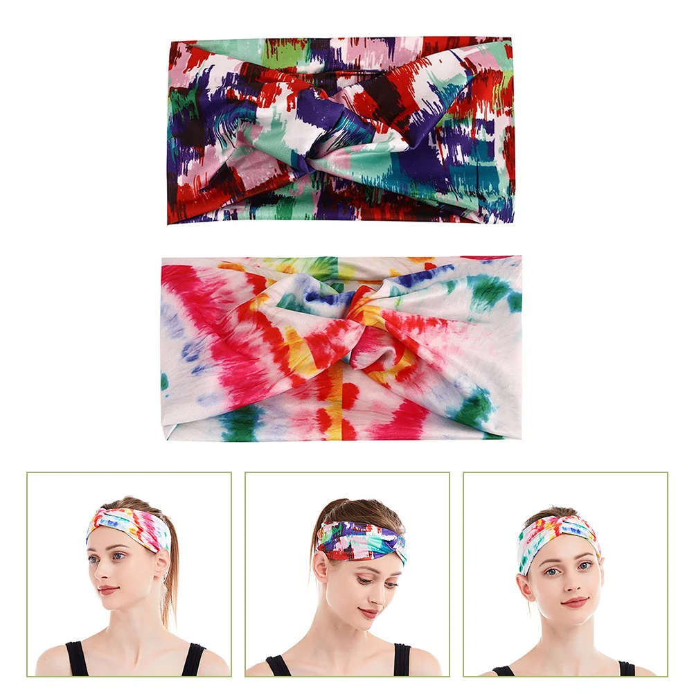 

2pcs Sports Wide Headband Yoga Sweatband Running Headwrap Turban