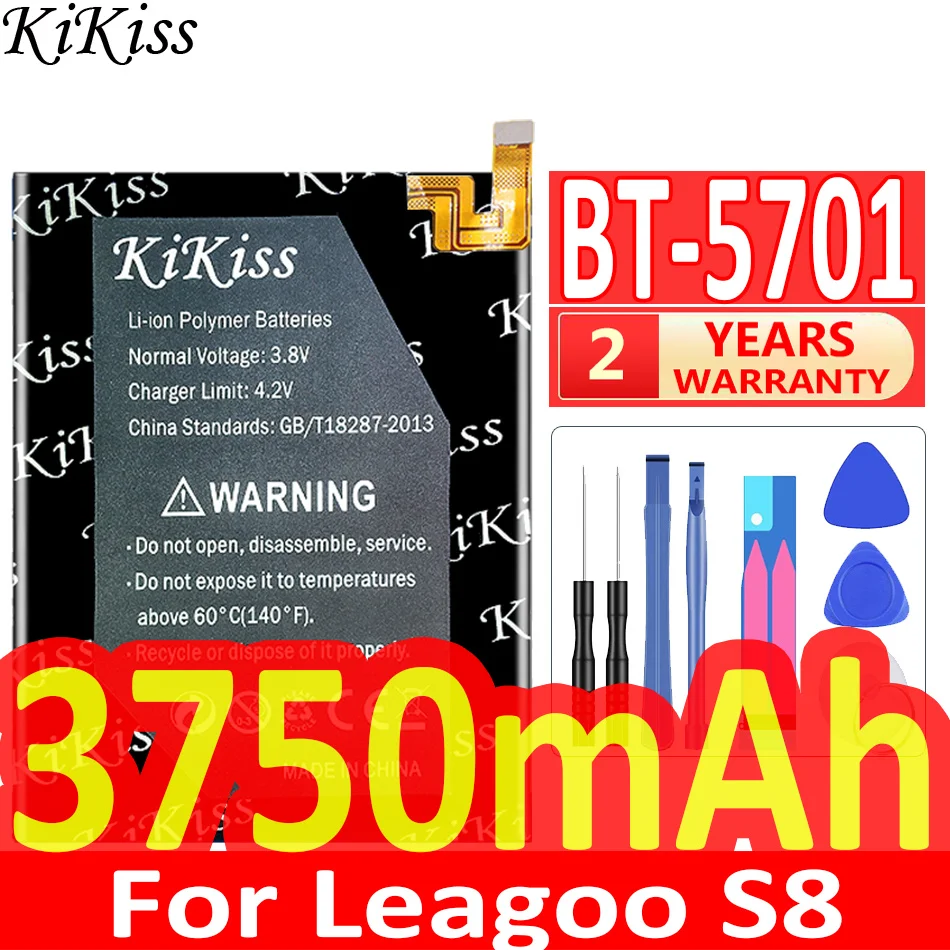 

KiKiss High Quality Battery 3750mAh For LEAGOO S8 S 8 BT-5701 BT5701 BT 5701 Batterie Batteria + Free Tools