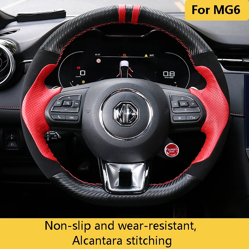 

steering wheel cover For MG6 17-21 Alcantara stitching steering wheel cover car accessories interior parts
