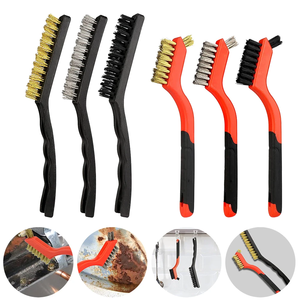 

High Quality Mini Wire Brushes Set 6pcs 7inches And 9inches For Rust Dirt&Amp Cleaning Red And Black Replacement