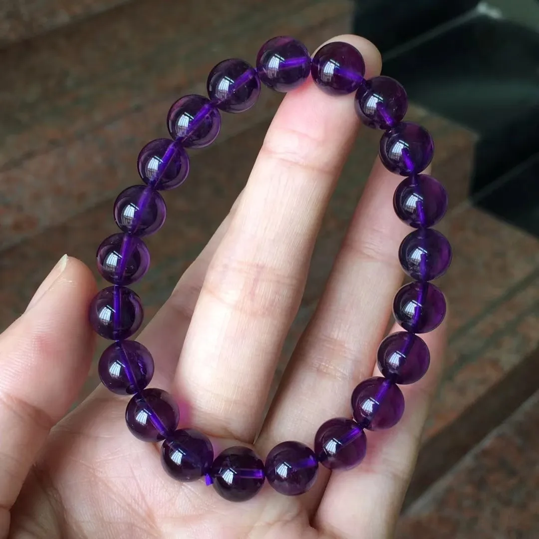 

9mm Natural Purple Amethyst Bracelet For Women Men Luck Gift Crystal Beads Stone Uruguay Gemstone Jewelry Strands AAAAA