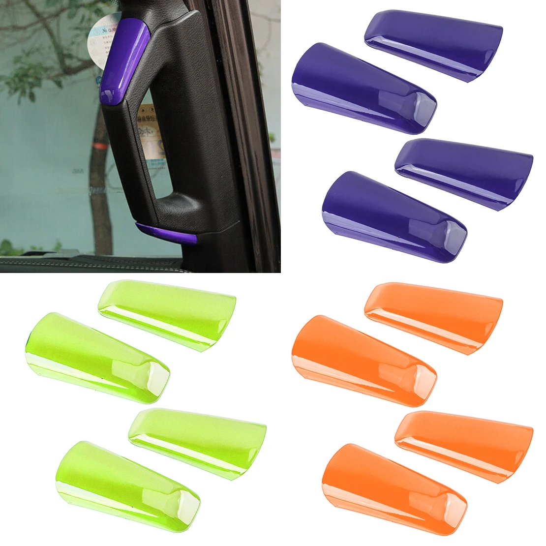 

4Pcs Car A/B Pillar Handle Grab Bar Cover Trim Fit for Jeep Wrangler JL Gladiator JT 2018 2019 2020 2021 Purple/Green/Orange