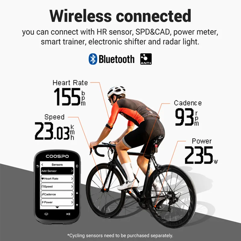 COOSPO CS500 GPS Беспроводная велосипедная фотография! Сочетает в себе данные