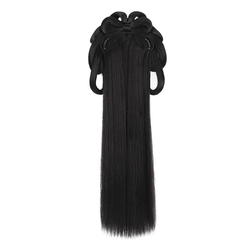 Chinese Ancient Wig  Women Hanfu Wigs Headdress Photography Dance Accessory   Wigs Black For Women Integrated Hair bun  High tem images - 6