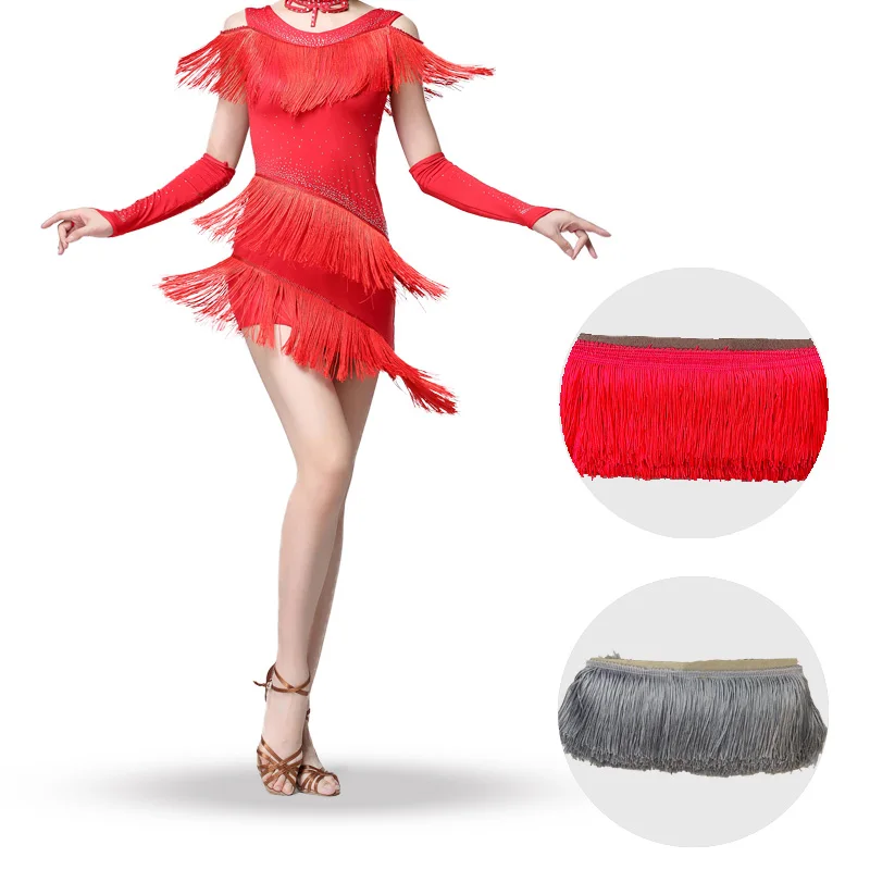 

Wholesale 10m/lot 10cm15cm20cm Long Tassel Lace Tassel Polyester Lace Decorative Ribbon Latin Dance Skirt Curtain Tassel Sewing