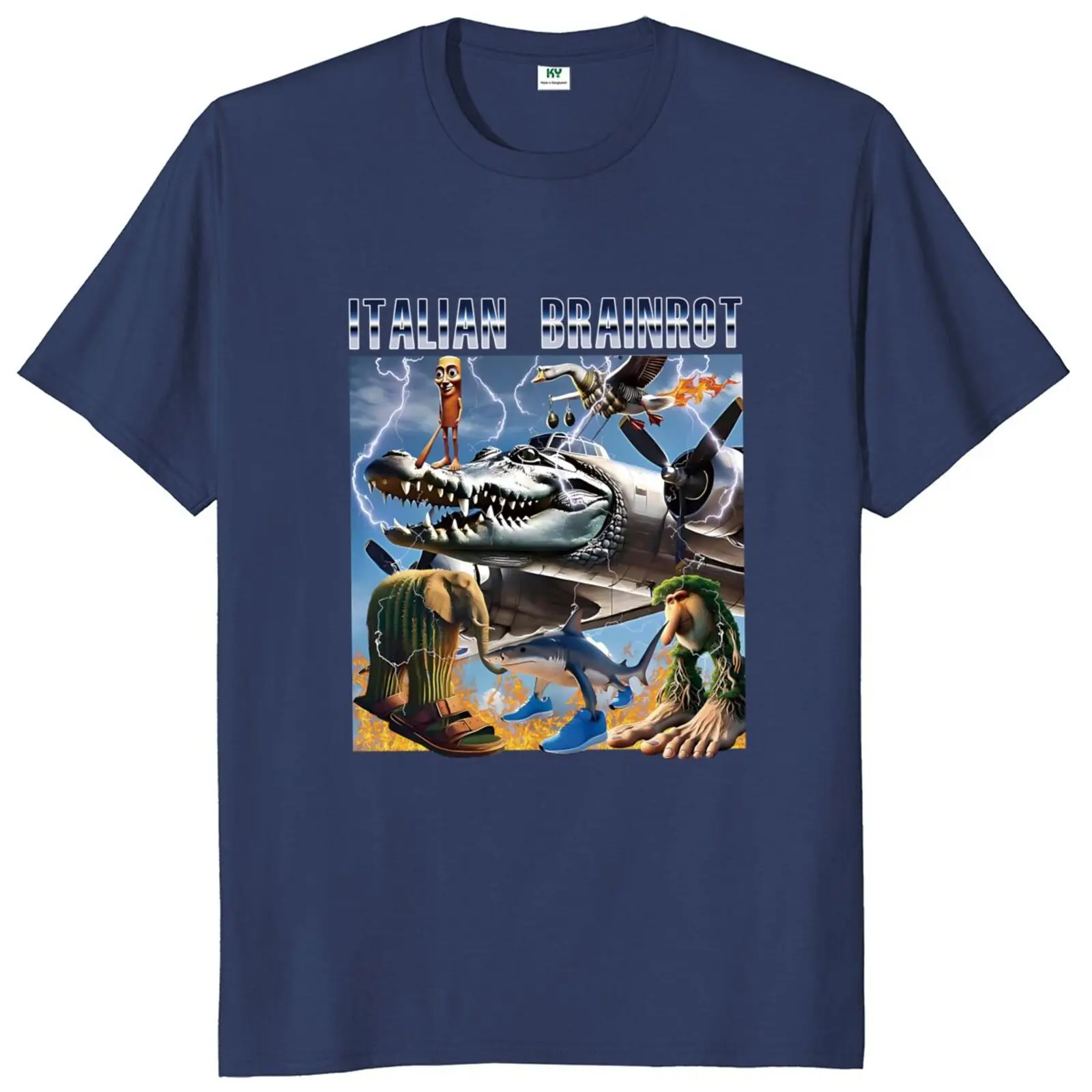 Итальянская футболка Brainrot Meme забавная уличная одежда с искусственным