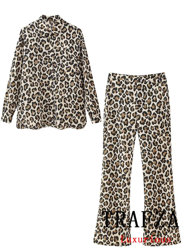 Женский винтажный костюм с принтом TRAFZA повседневная однобортная блузка отложным