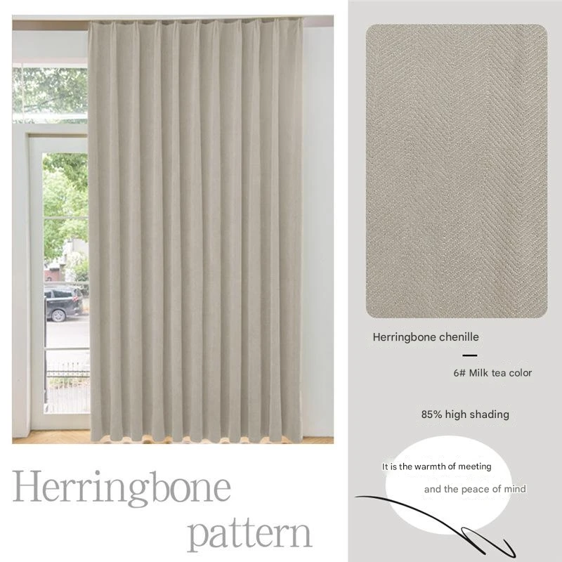 Матча зеленые жаккардовые шторы с узором елочка простые светозащитные для