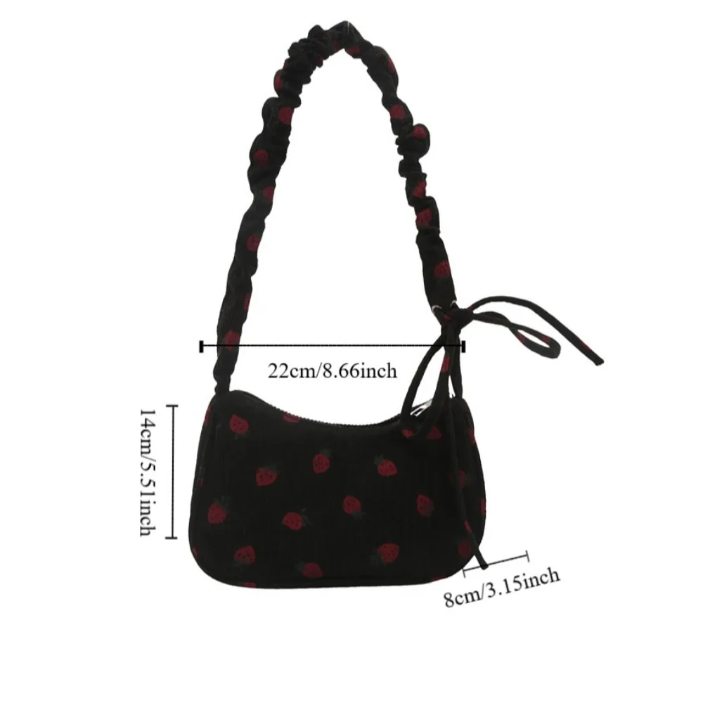 Модная корейская стильная сумка на плечо с клубничным принтом вельветовая