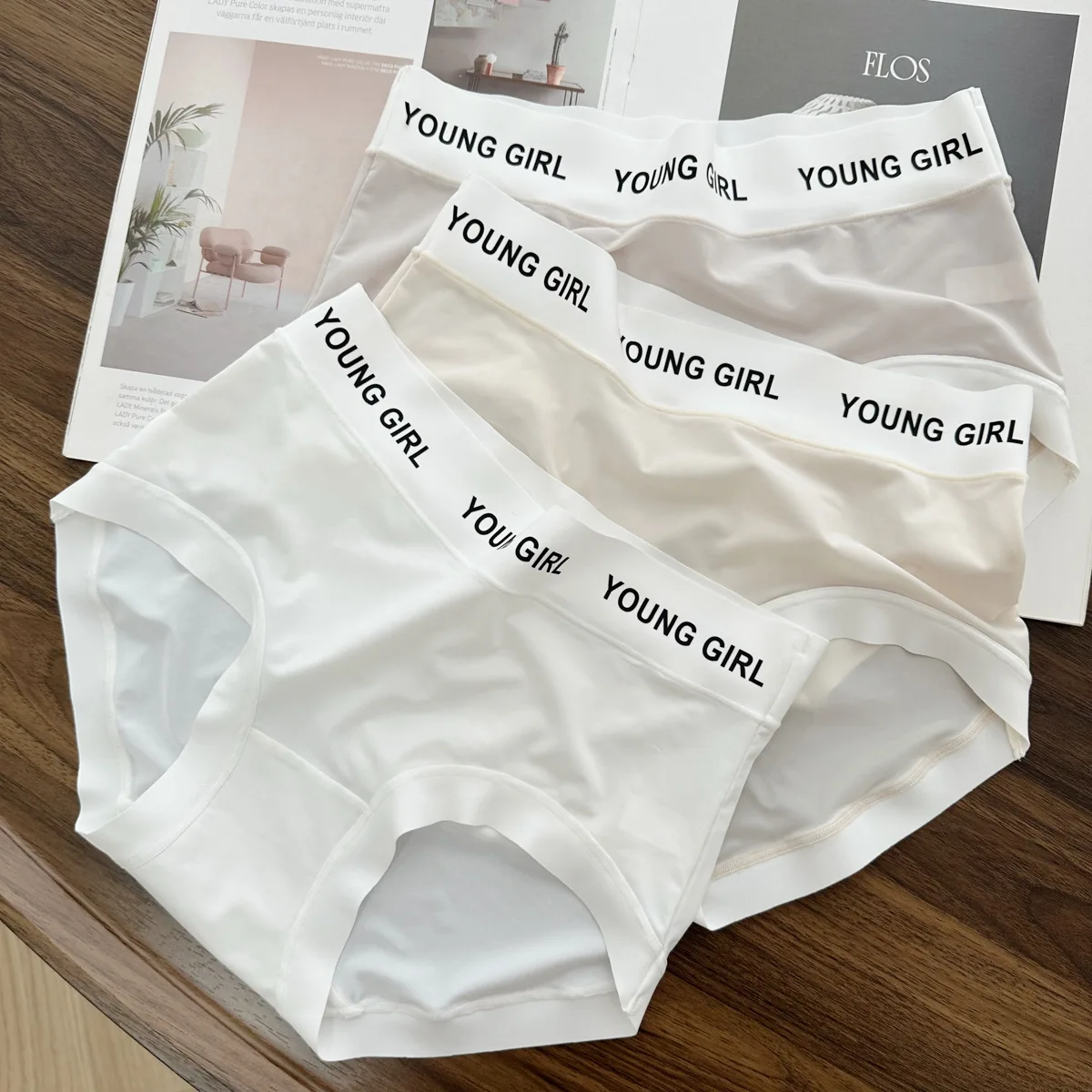 

Ice Silk Large Size 100 Kg Fat MM Underwear Can Wear Letter Middle Waist