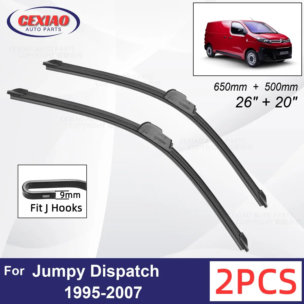 

Car Wiper For Citroen Jumpy Dispatch 1995-2007 Front Wiper Blades Soft Rubber Windscreen Wipers Auto Windshield 26 20 650 500mm