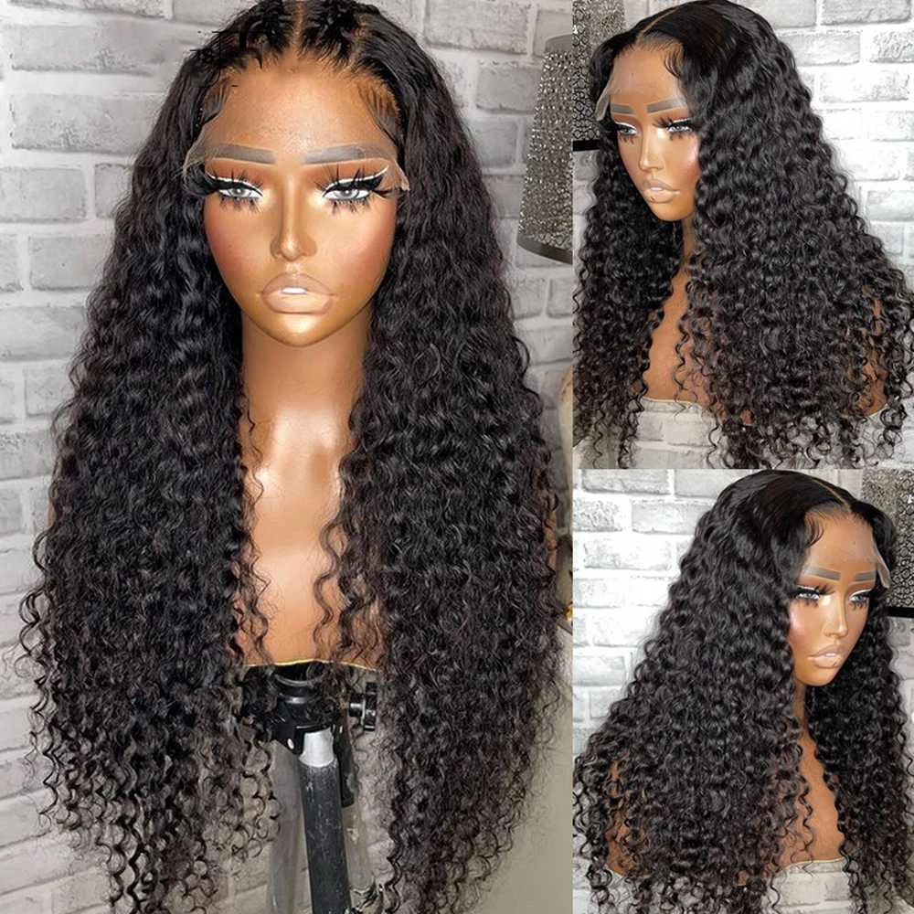 

Natural Black 26 Inches Kinky Curly Preplucked Long 180%Density Glueless Lace Front Wig BabyHair Heat Temperature Daily Cosplay