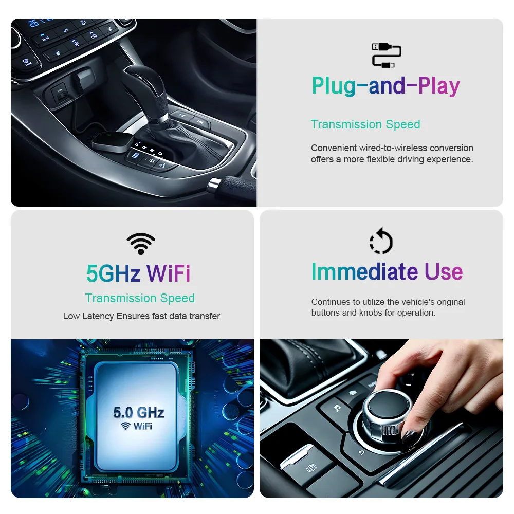 Фото CarPlay Wireless to Wired Android Auto Box Оригинальная автомобильная навигация «Два в одном» Обновление автомобильной развлекательной системы AIBOX №4