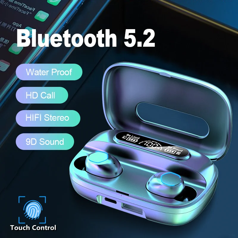 Купи M9 TWS Bluetooth Earphones HiFi Stereo 5.2 Wireless EarphonesIn-ear Handsfree Headset Earbuds With Charging Box For Smartphone за 467 рублей в магазине AliExpress