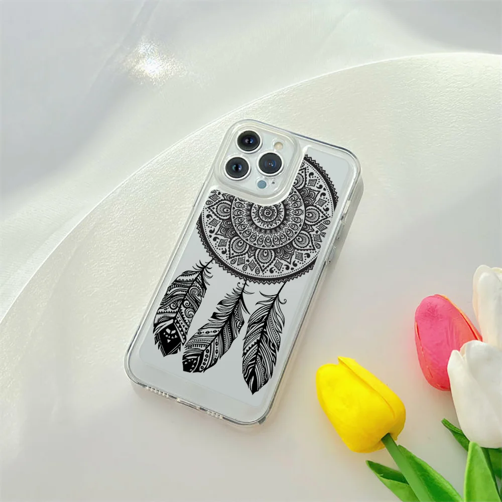 

Cartoon Phone Case For iPhone 14 Plus 12 ProMax Colorful Feathers Cases For iPhone 13 Mini 11 XR Transparent Soft Silicone Cover