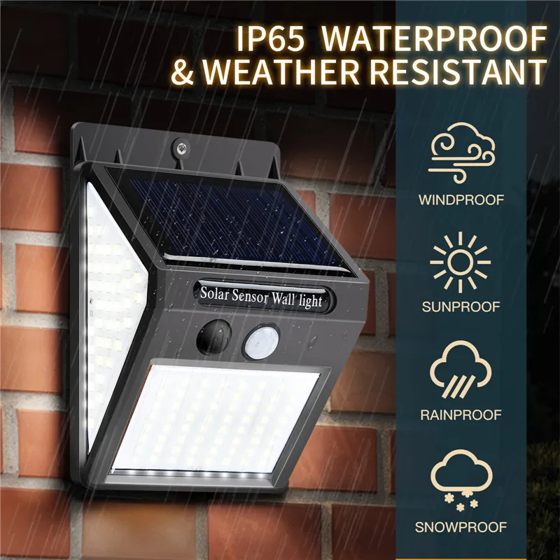 

144 100 20 LED Solar Light Outdoor Solar Lamp with Wall Lamps Motion Sensor Solar Powered Sunlight Spotlights for Garden Decor
