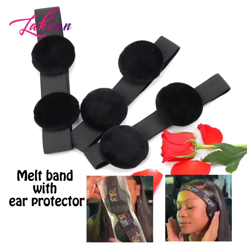 Lace Melting Band With Ear Protectors Comfortable Elastic Band For Wig Frontal Lay Down Edge Wrap Band With Logo Name Customize