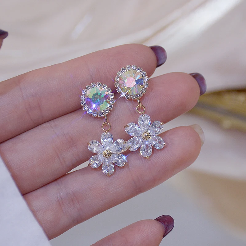 

Женские серьги-гвоздики с фианитами, позолоченные серьги с фианитом 14 к