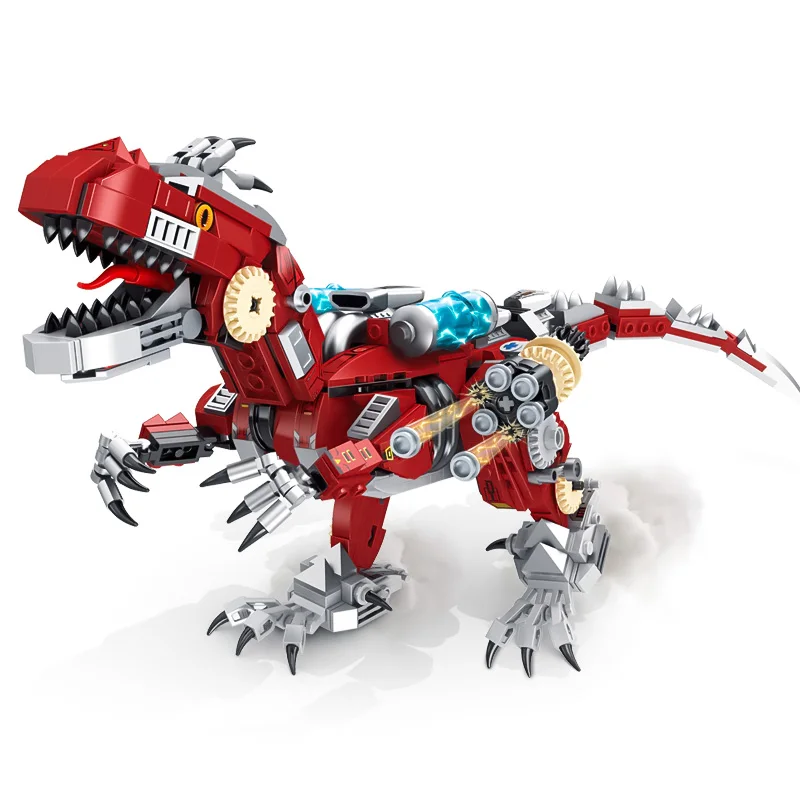 Children's puzzle toy assembly model gift dinosaur series mechanical velociraptor versatile building blocks