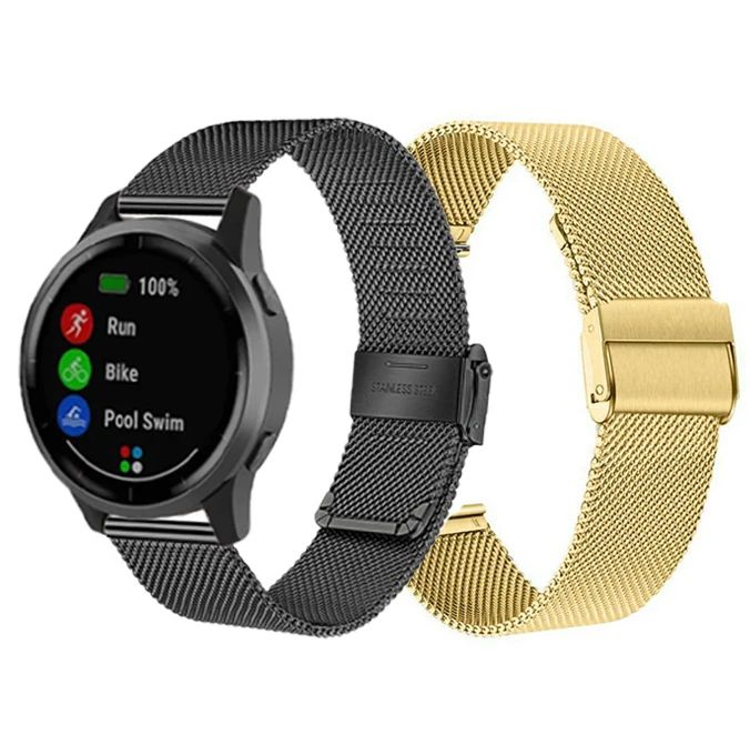 

20mm Stainless Steel Strap for Garmin Vivomove HR/3 Forerunner 645/245 Watch Band Bracelet for Vivoactive 3t Milanese Bands