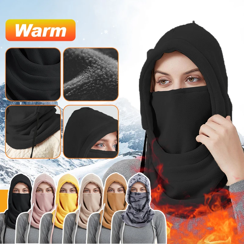 

2022 HOT Winter Warmth Balaclava Hood Unisex Outdoor Windproof Coldproof Plus Velvet Scarf Mask Riding Skiing Thermal Headcover