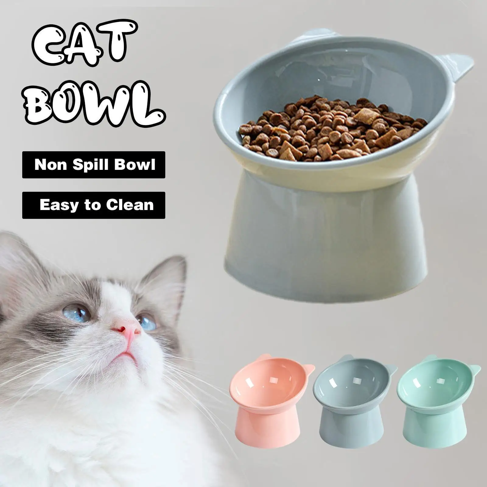 

1PCS Cat Bowl High Foot Dog Bowl 45°Neck Protector Pet Food Water Bowl Anti-overturning Binaural Pet Feeding Cup Feeder Bowl