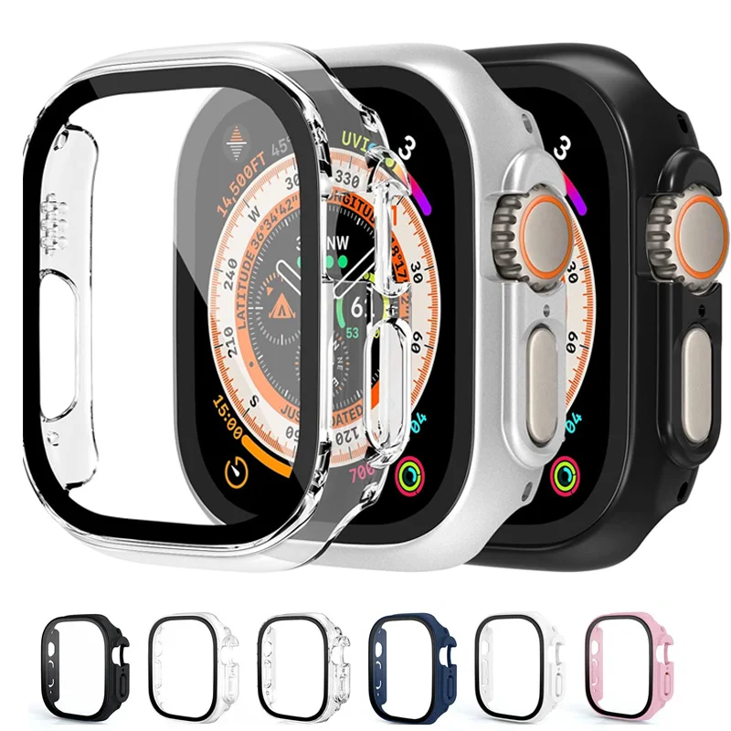 Стекло + крышка для Apple Watch чехол Ultra 2 49 мм бампер умных часов защита экрана из